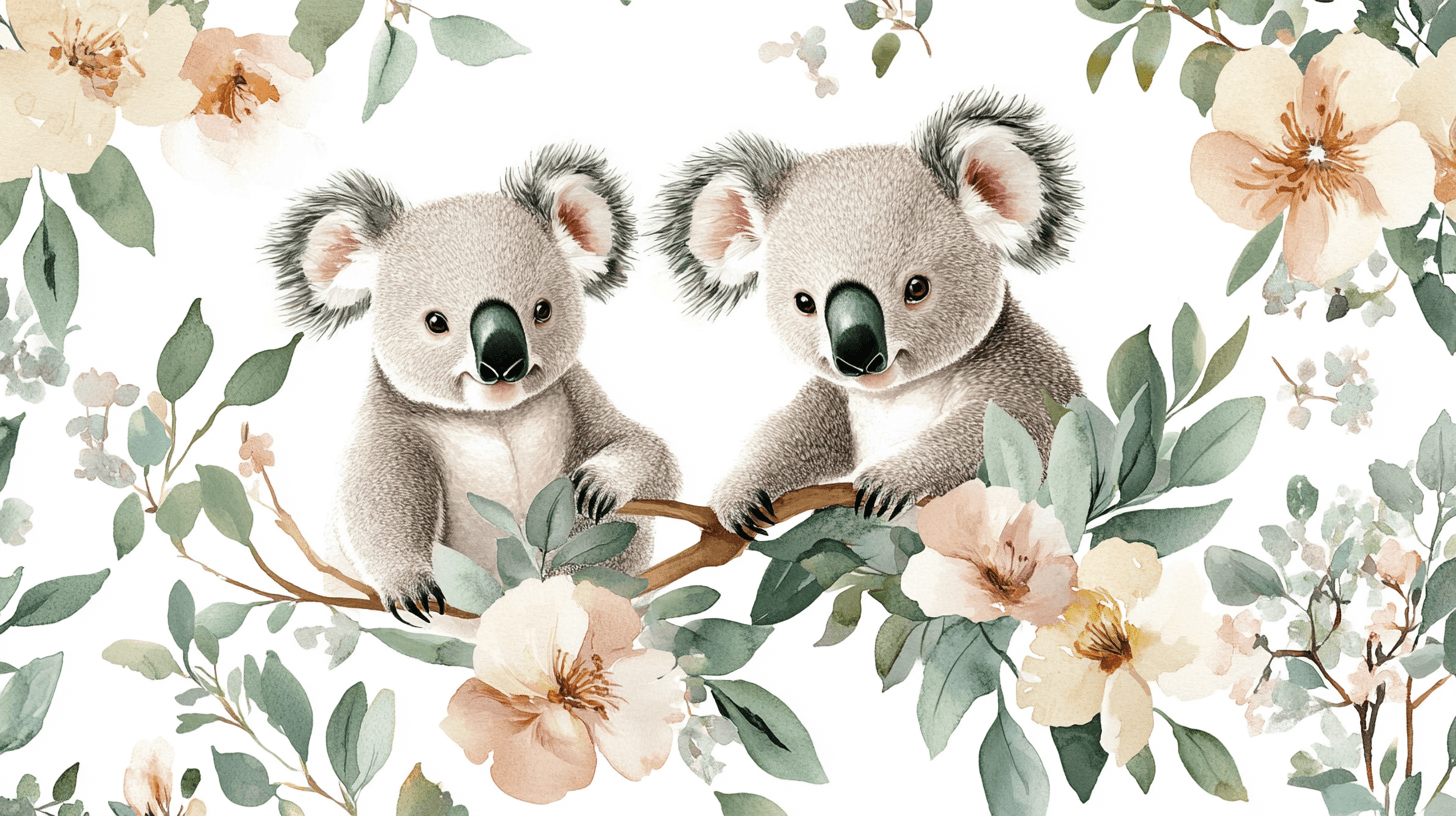 Koala Wallpaper in a Flower Field | Murals Wallpaper