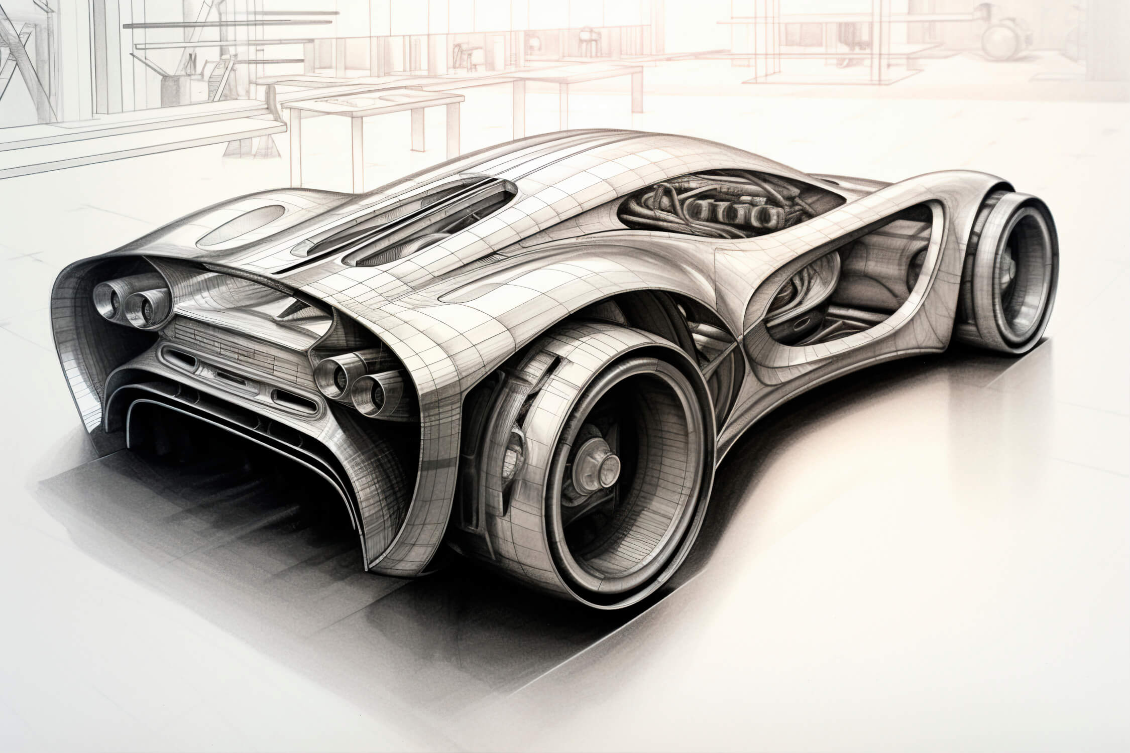 Technical Drawing Wallpaper Car | Murals Wallpaper