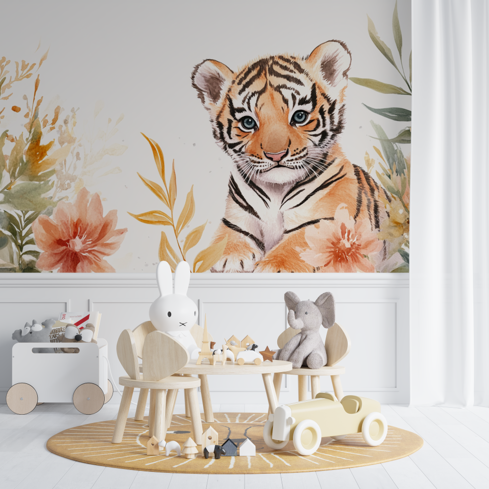 Tiger and Nordic Patterns Wallpaper | Murals Wallpaper