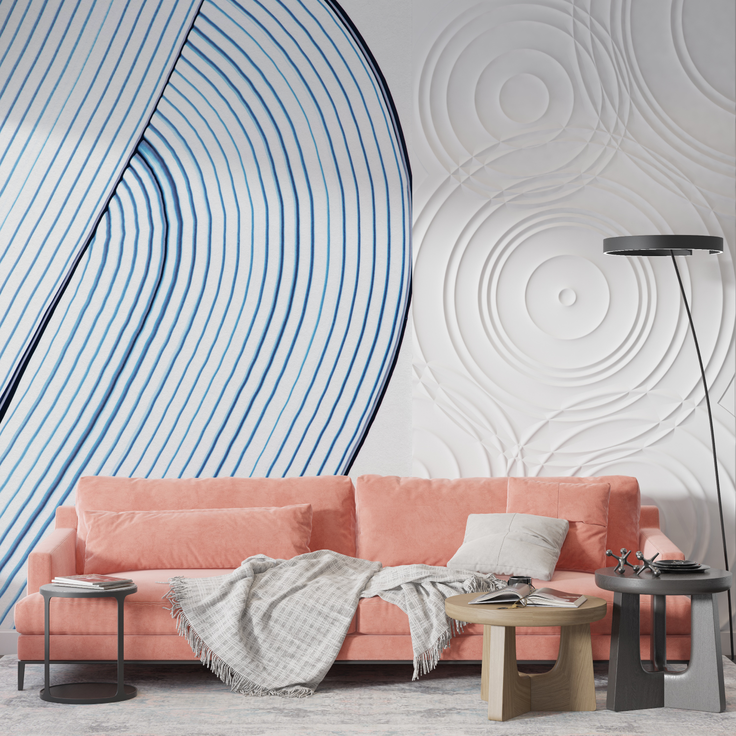 Watercolor Lines Blue Wallpaper | Murals Wallpaper