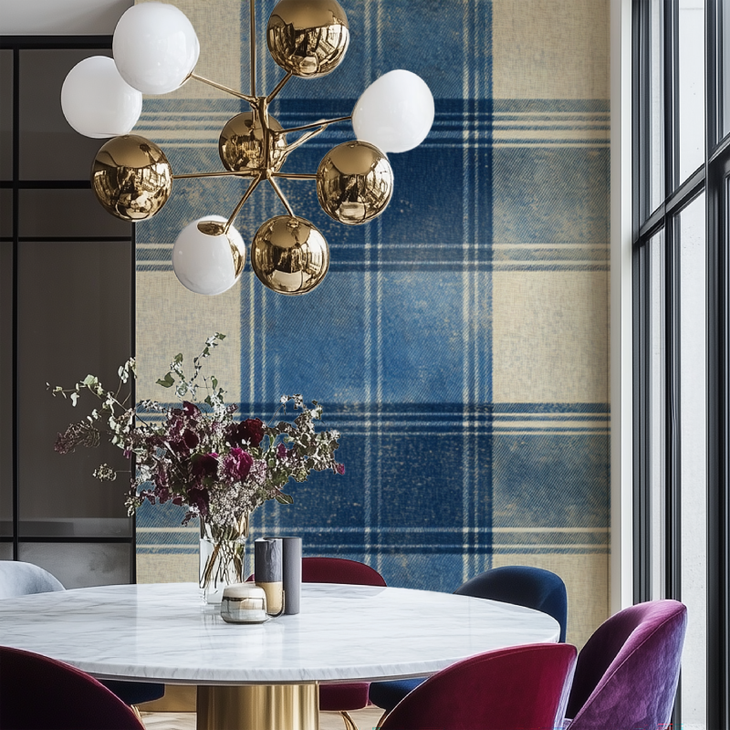 Vintage Blue Tartan Wallpaper | Murals Wallpaper