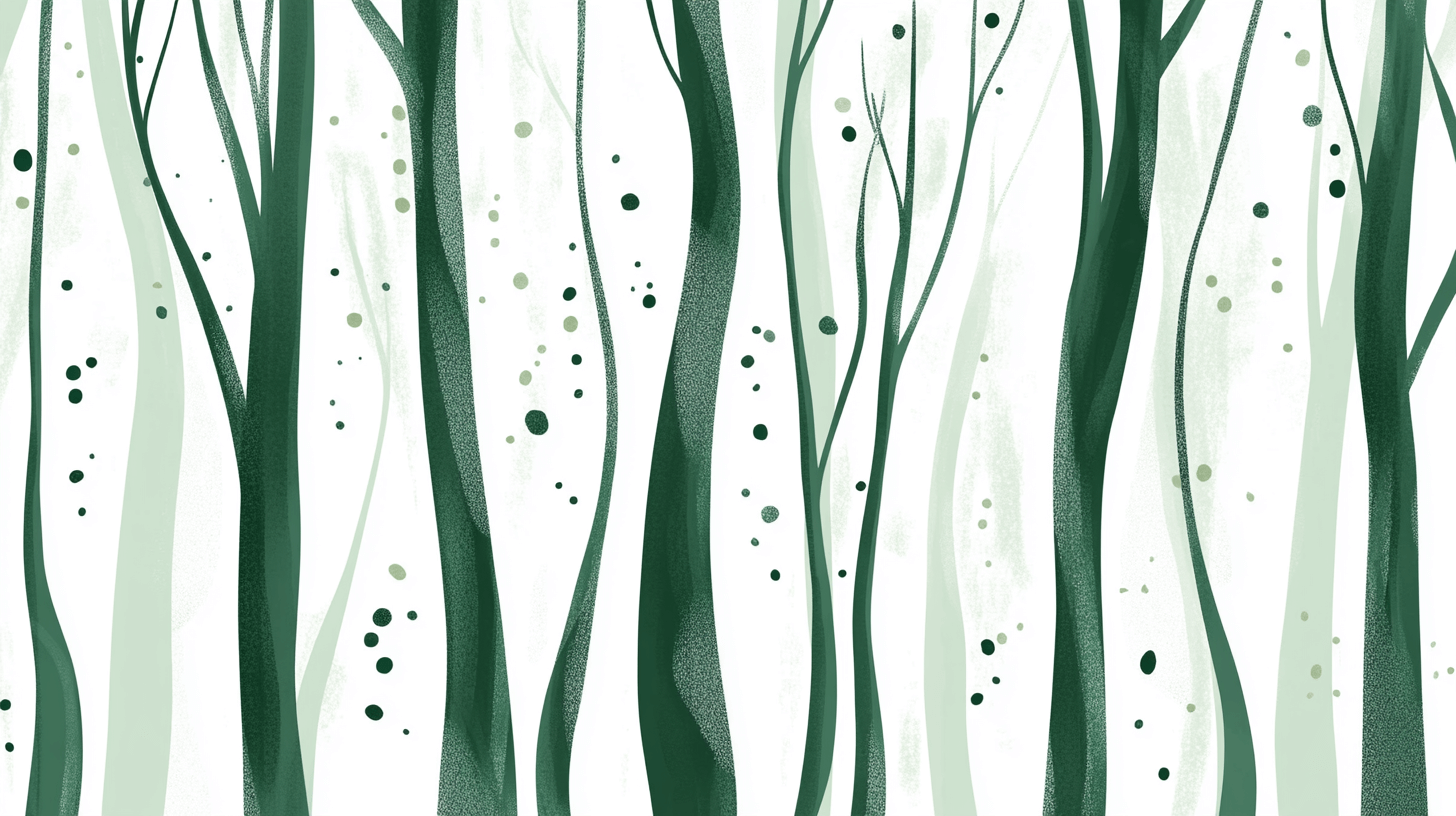 Stylized Green and White Tree Wallpaper | Murals Wallpaper