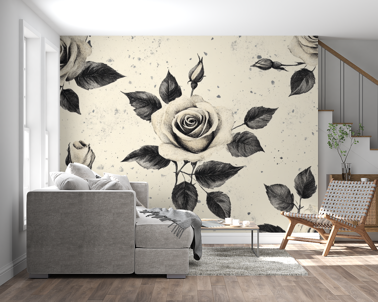 Watercolor Minimalist Rose Wallpaper | Murals Wallpaper