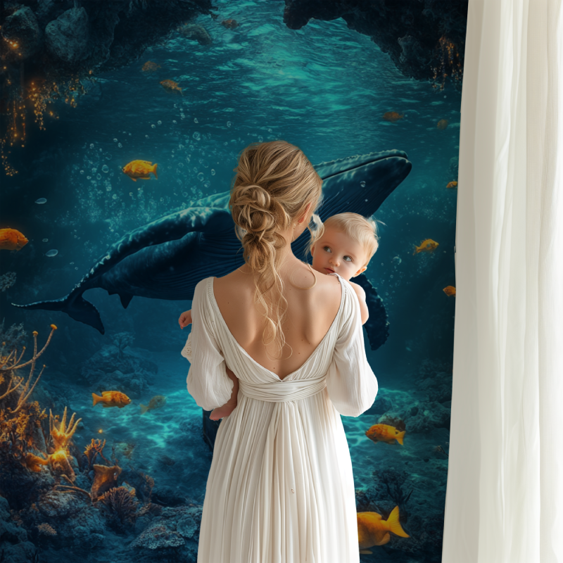 Whale and Hidden Treasure Marine Wallpaper | Murals Wallpaper