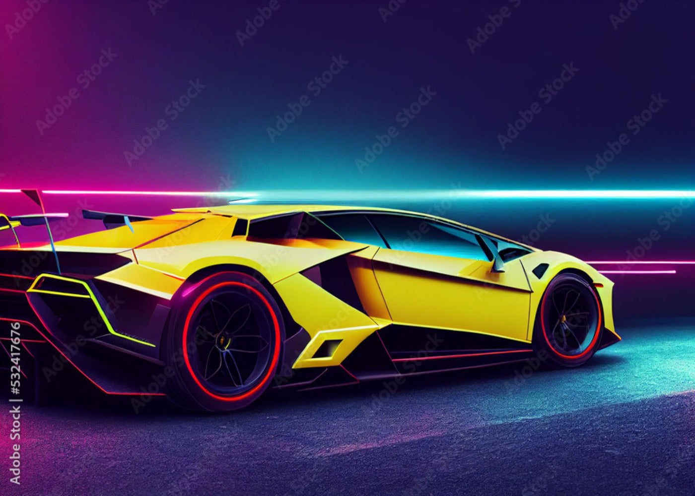 Mural Car Wallpaper <br/> Yellow Lamborghini