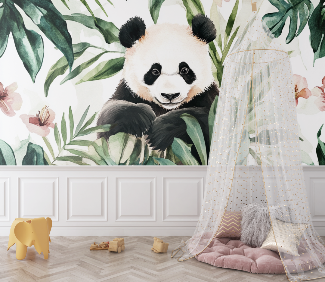 Panda and Tropical Foliage Wallpaper | Murals Wallpaper