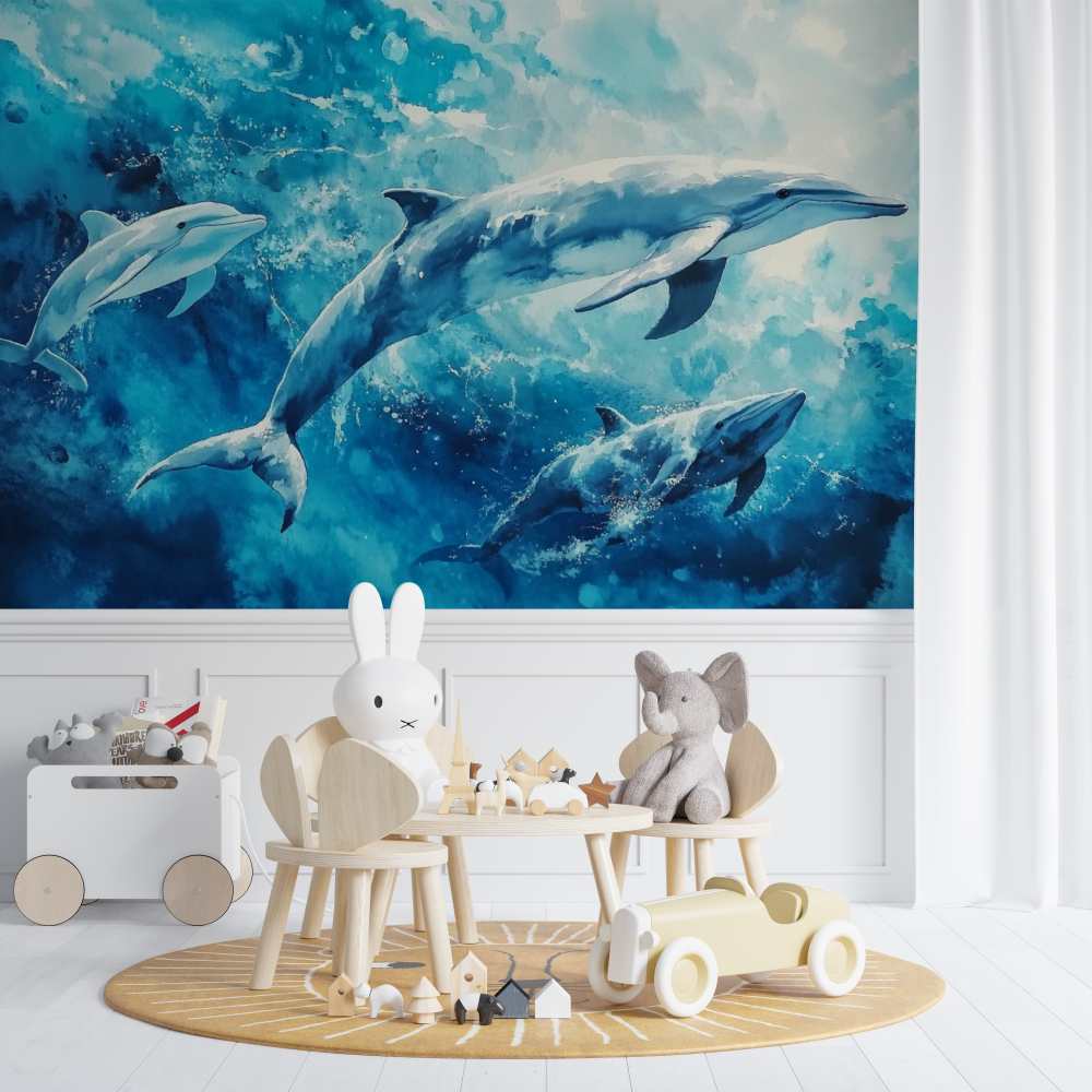 Whale and Dolphin Wallpaper | Murals Wallpaper