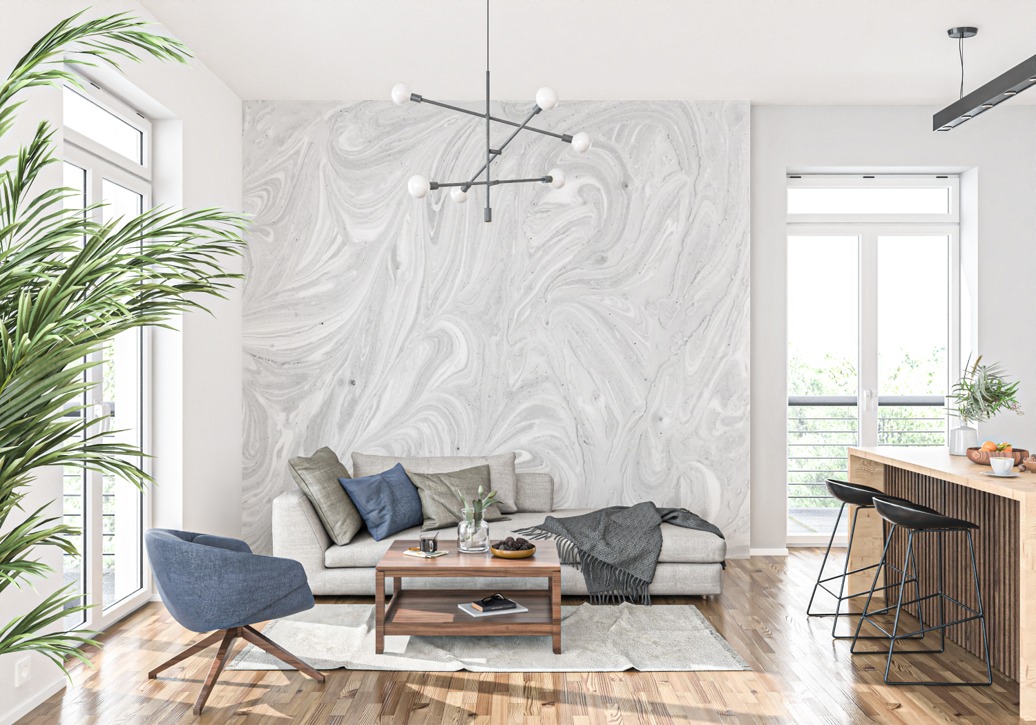 Gray and White Wallpaper for Bedroom | Murals Wallpaper
