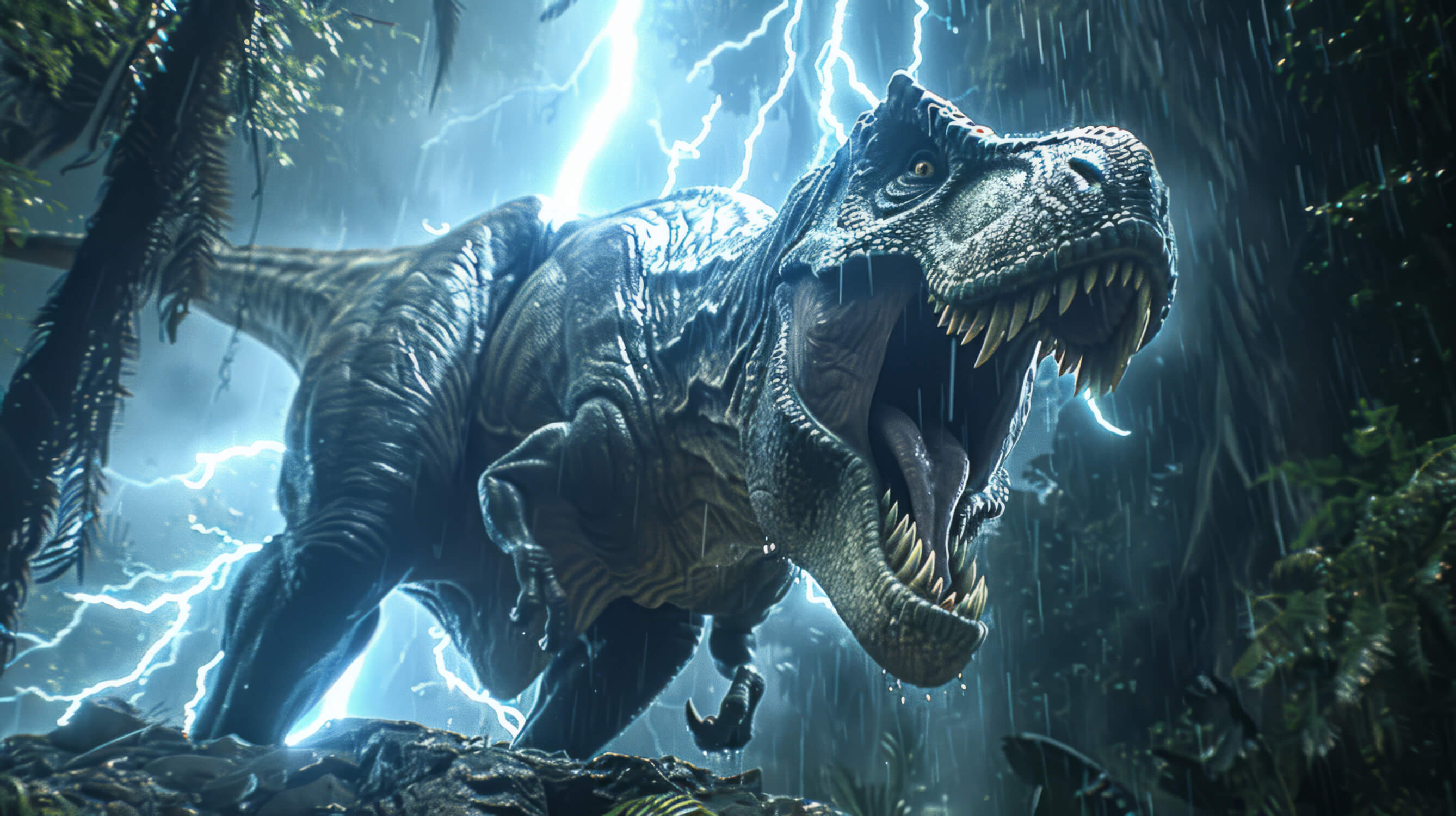 T-Rex Lightning Wallpaper | Murals Wallpaper