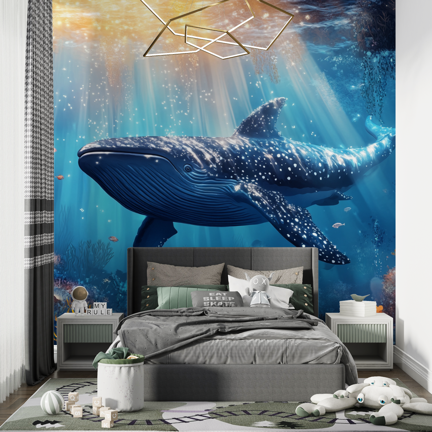 Blue Whale Nautical Wallpaper | Murals Wallpaper