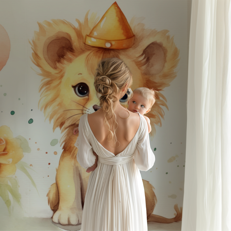 Baby Lion Cub Watercolor Wallpaper | Murals Wallpaper