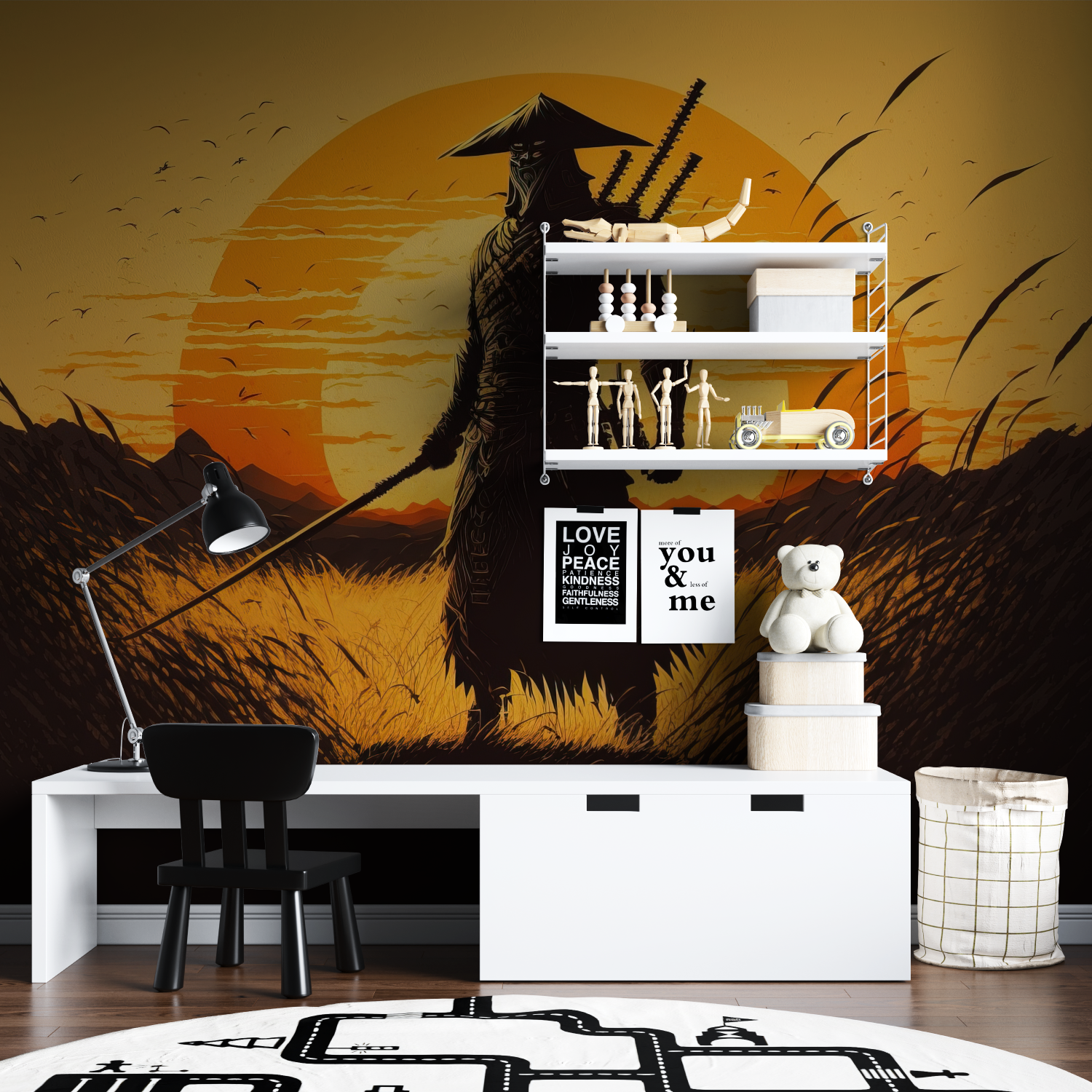 Orange Samurai Wallpaper | Murals Wallpaper