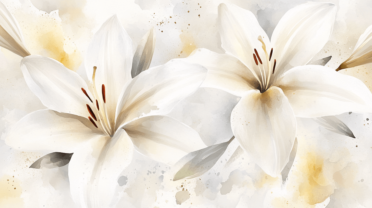 Elegant White Lily Watercolor Wallpaper | Murals Wallpaper