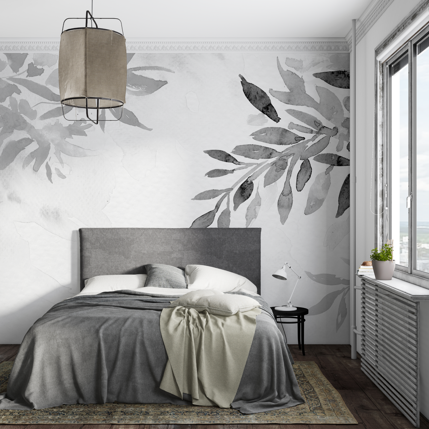 Gray and White Bedroom Wallpaper | Murals Wallpaper