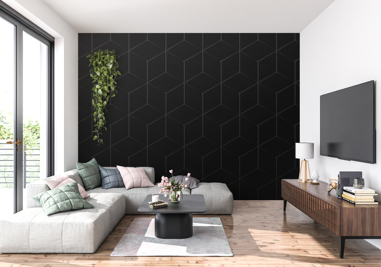 Geometric Black Wallpaper | Murals Wallpaper