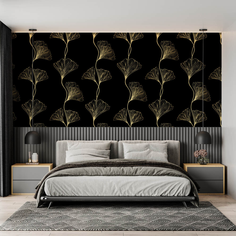 Ginkgo Gold Pattern Wallpaper | Murals Wallpaper