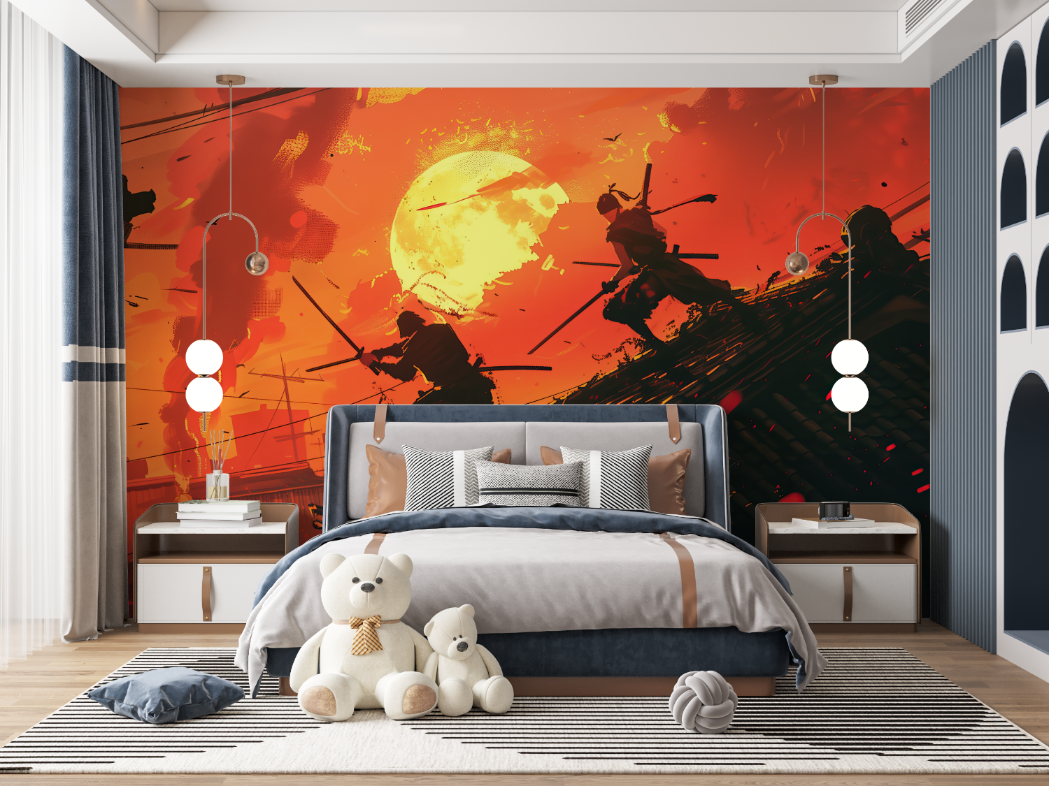 Anime Fire Combat Wallpaper | Murals Wallpaper