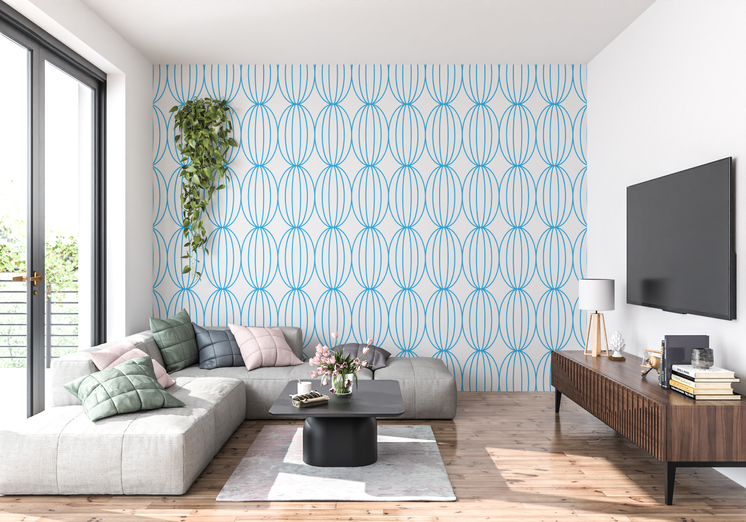 Graphic Blue Wallpaper | Murals Wallpaper