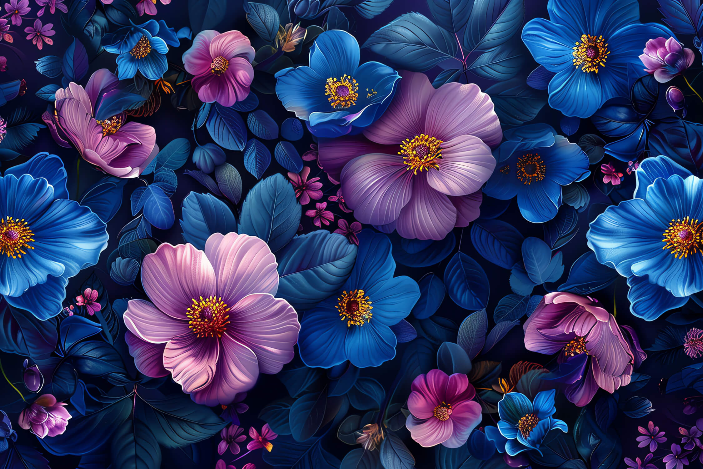 Blue Purple Floral Wallpaper | Murals Wallpaper