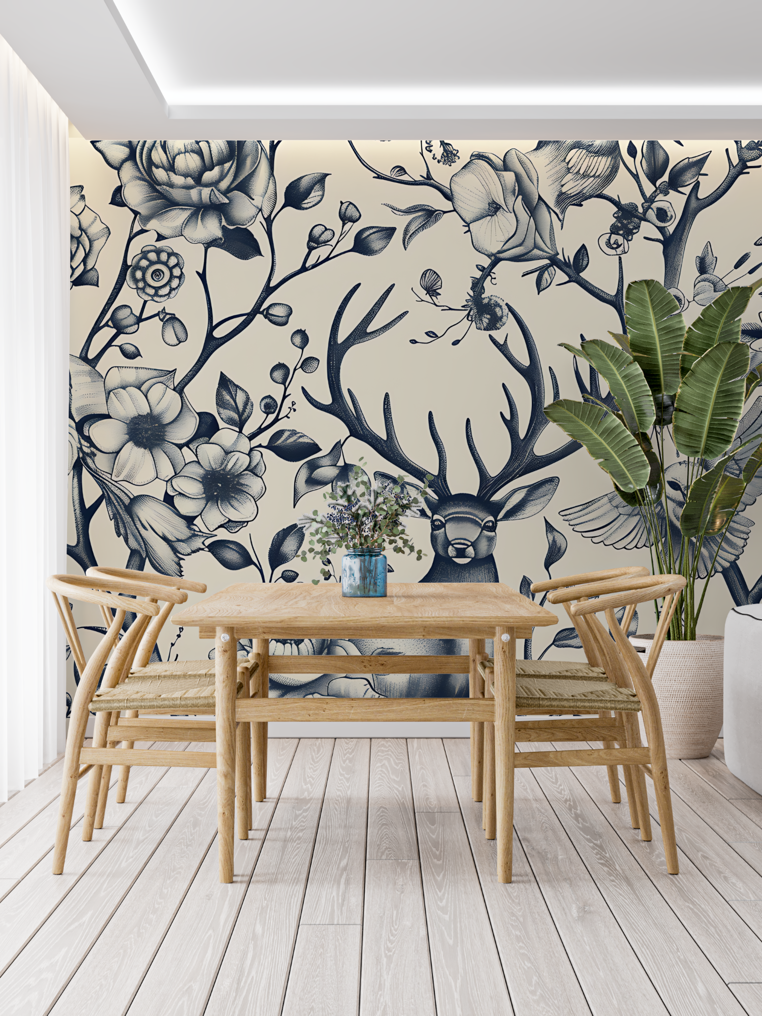 Deer Toile Wallpaper | Murals Wallpaper