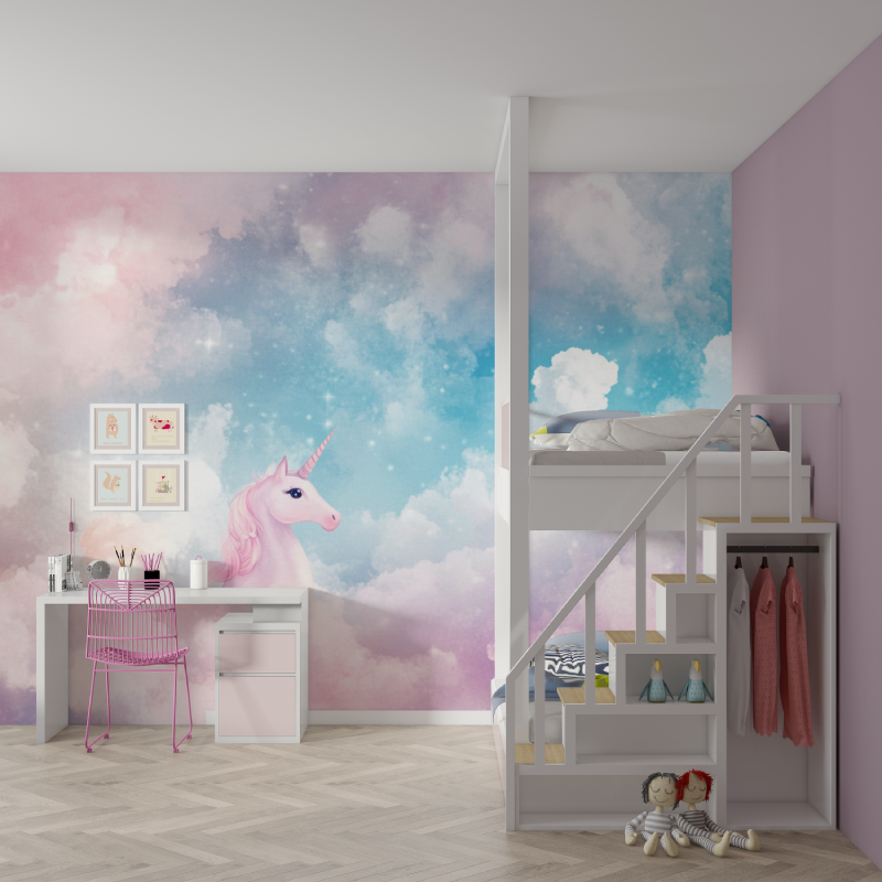 Unicorn Cloud Fantasy Wallpaper for Kids' Room | Murals Wallpaper