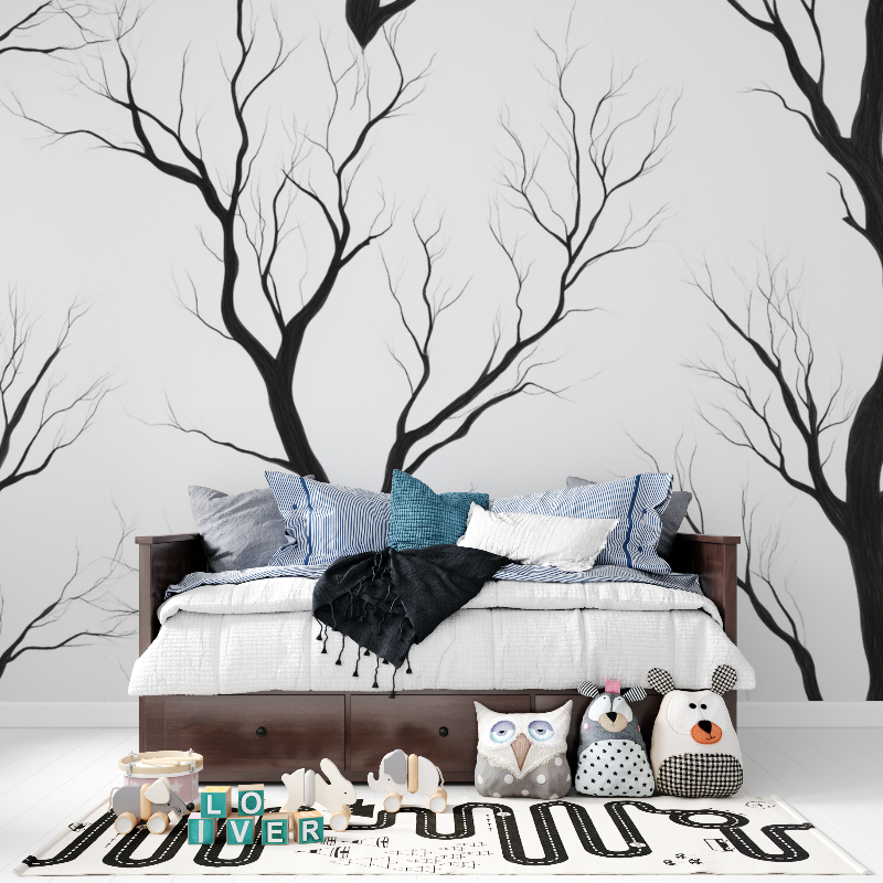 Black and White Tree Wallpaper for Kids' Room | Murals Wallpaper
