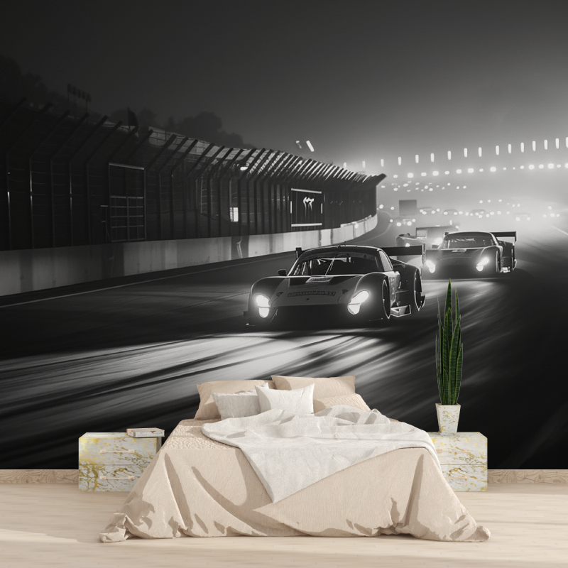 Black and White Race Car Wallpaper | Murals Wallpaper