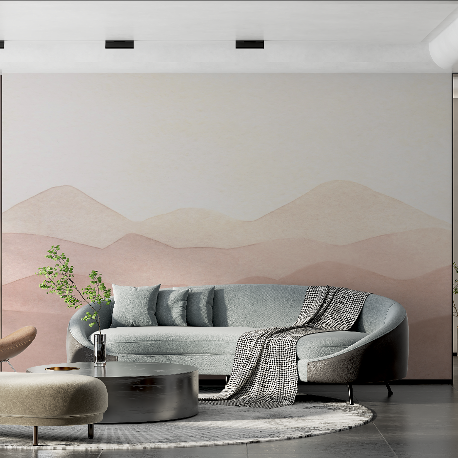 Mural Minimalist Neutral Mountain Cocooning Wallpaper