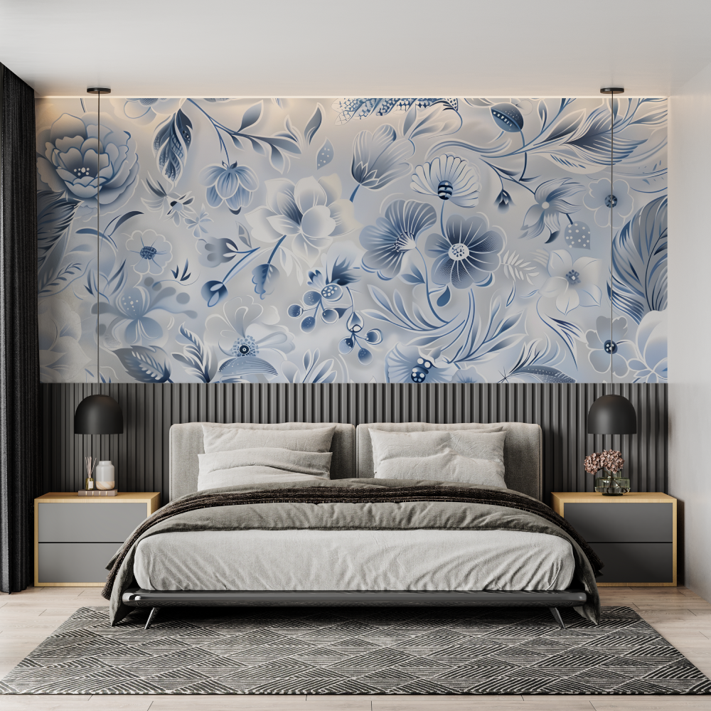 Pastel Blue Floral Wallpaper | Murals Wallpaper