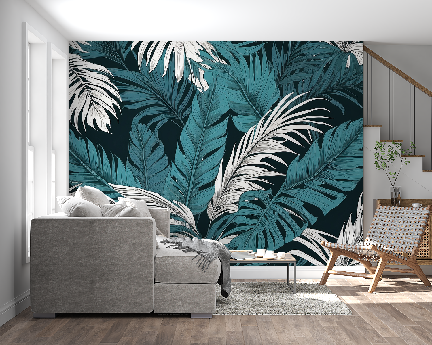 Teal and Gray Wallpaper | Murals Wallpaper