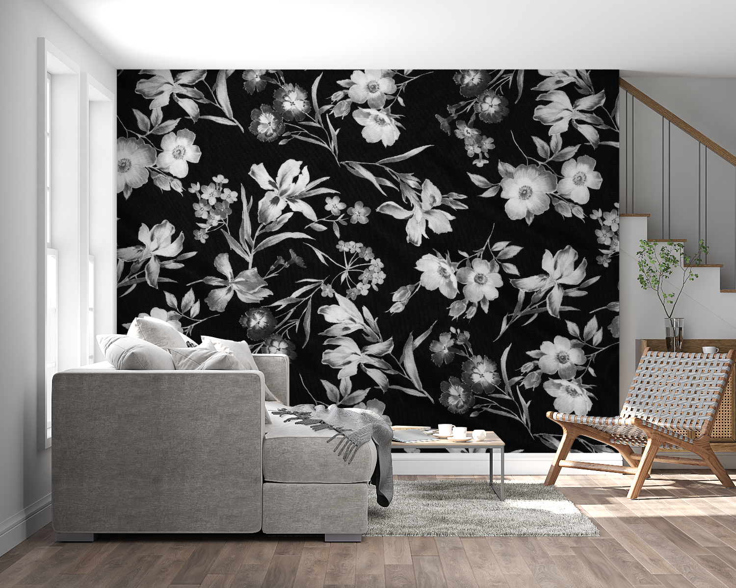 Black Floral Wallpaper | Murals Wallpaper