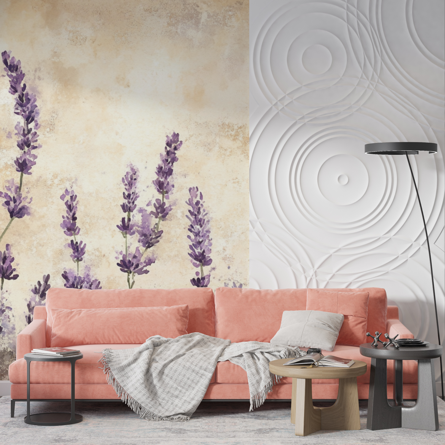 Watercolor Lavender Field Wallpaper | Murals Wallpaper