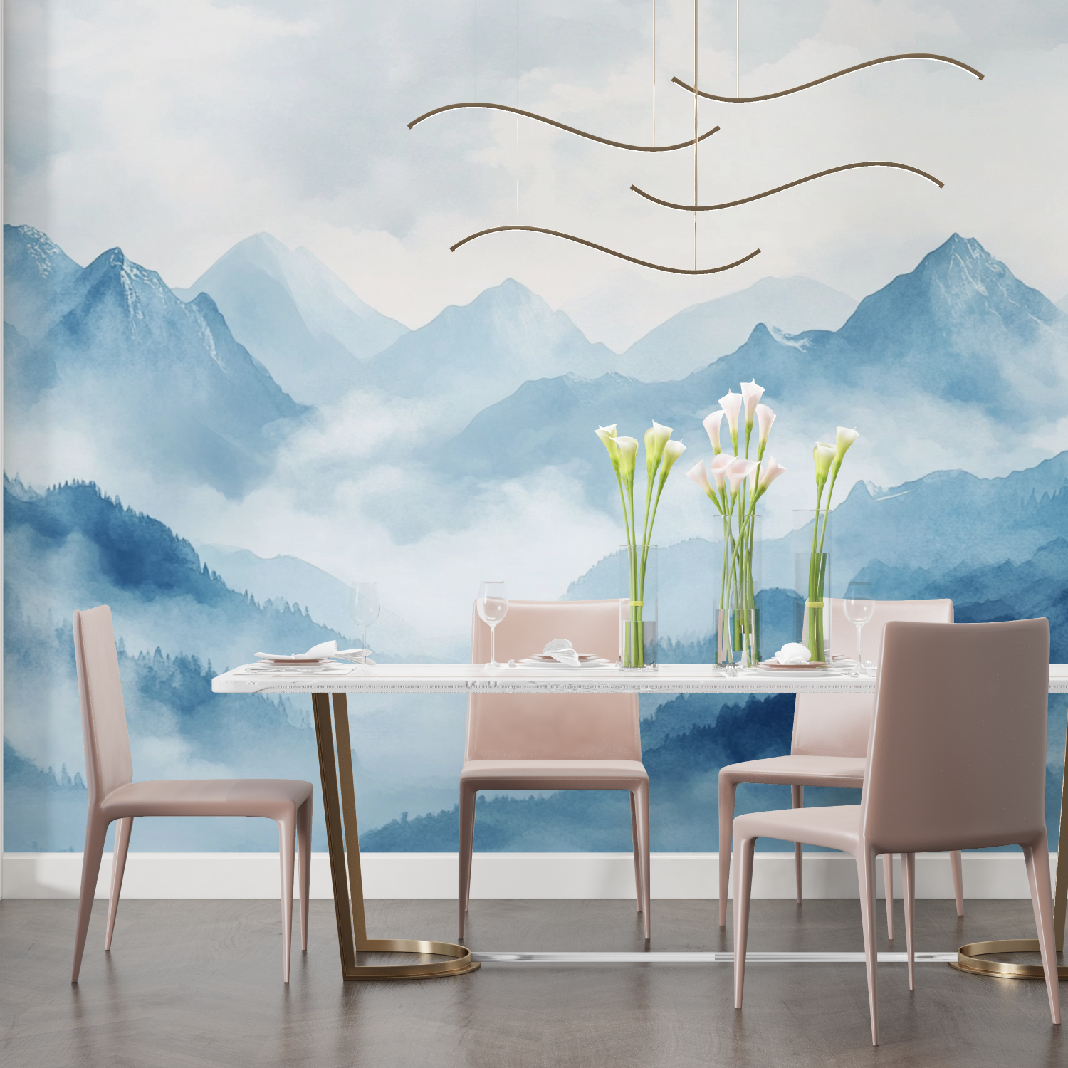 Aquarell-Papier-Paint-Aquarell-Paysage-Montagnes-Brumeuses-Salon