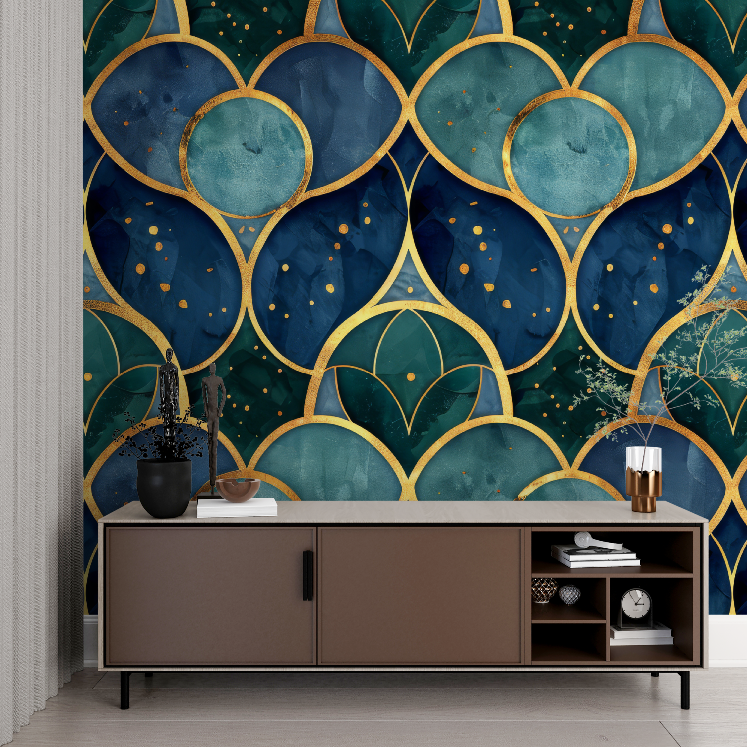 Art Deco Blue Green Wallpaper | Murals Wallpaper