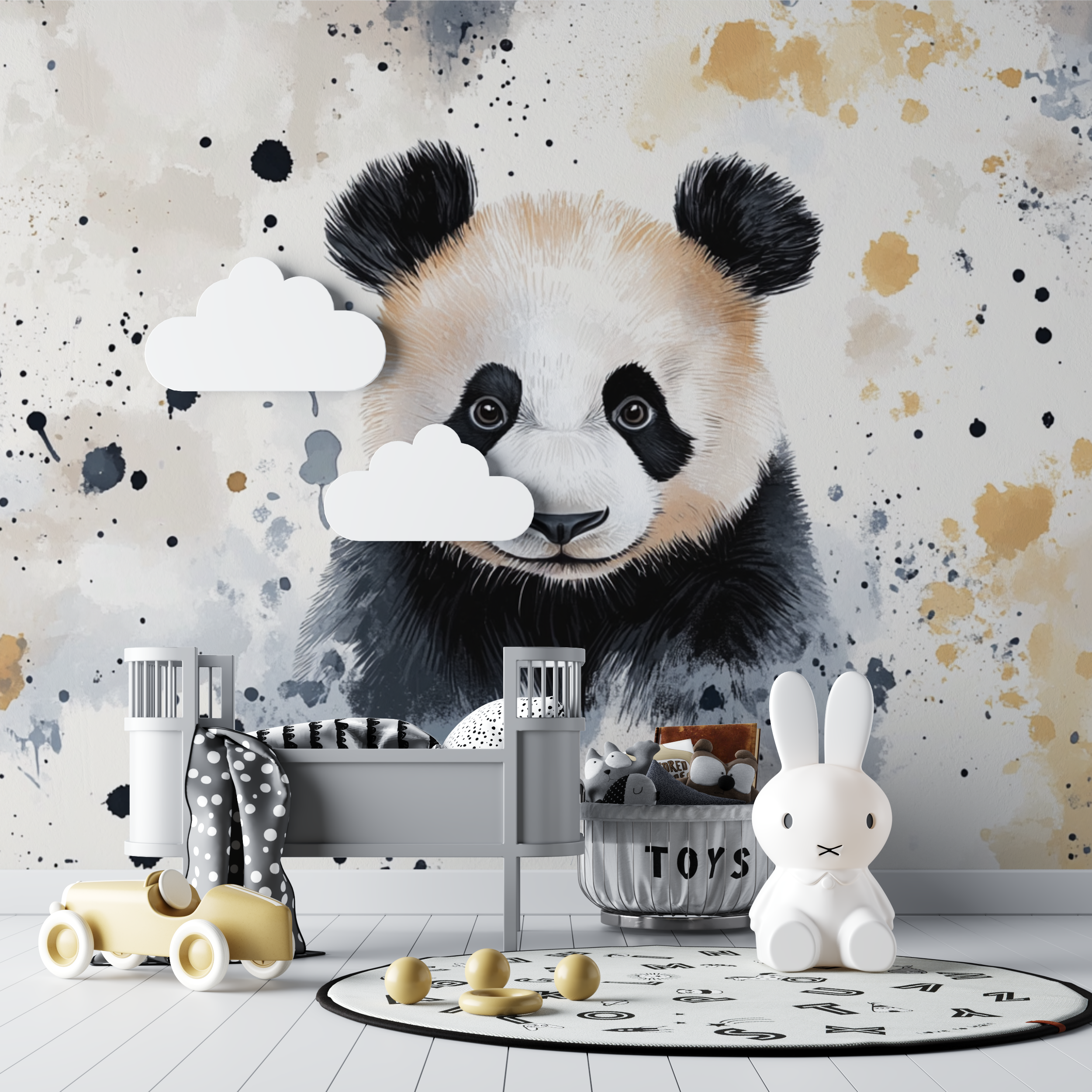 Panda Tapete und abstrakte Muster | Wandbilder Tapete