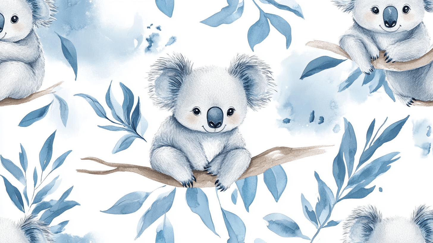Koala Wallpaper Surrounded by Light Feathers | Murals Wallpaper