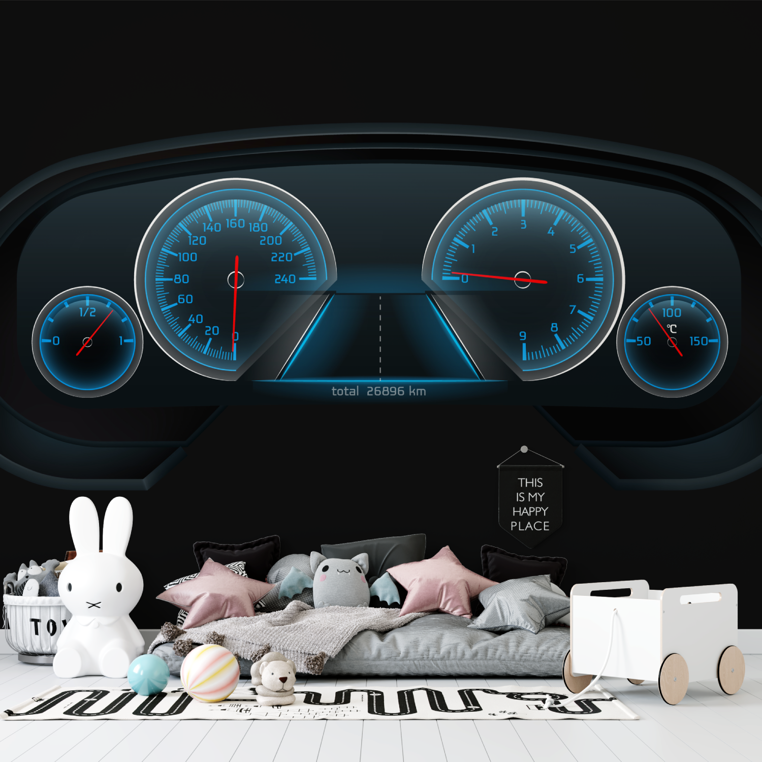 Car Dashboard Wallpaper Black Blue | Murals Wallpaper