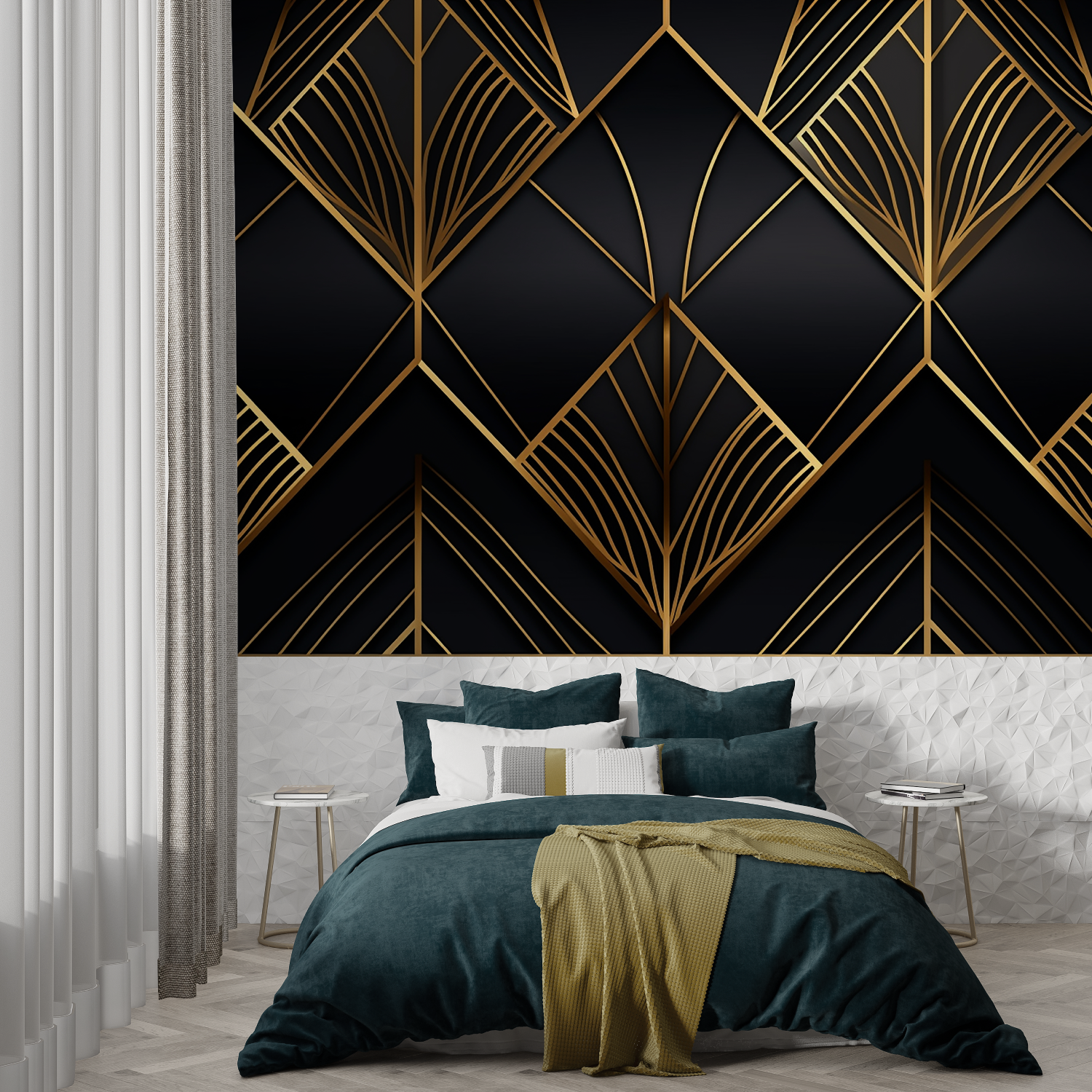 Art Deco Black Gold Geo Wallpaper | Murals Wallpaper