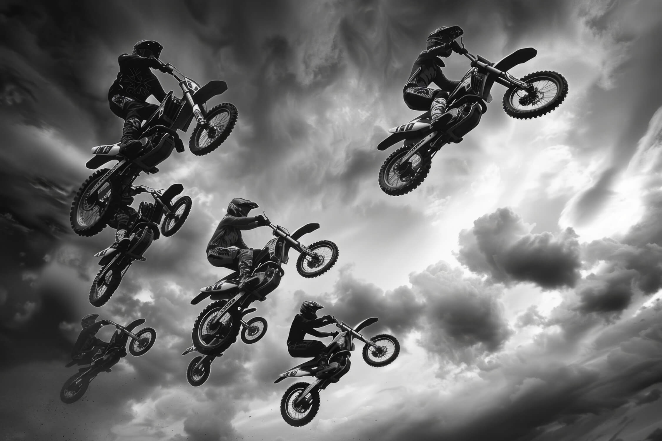 3D Black and White Motocross Wallpaper | Murals Wallpaper