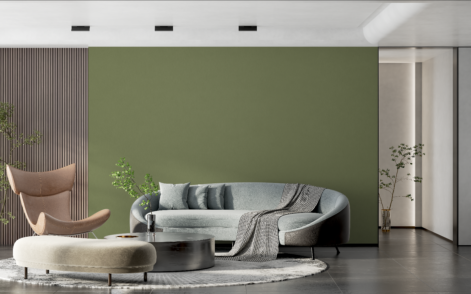 Olivgrüne Tapete | Wandtapete