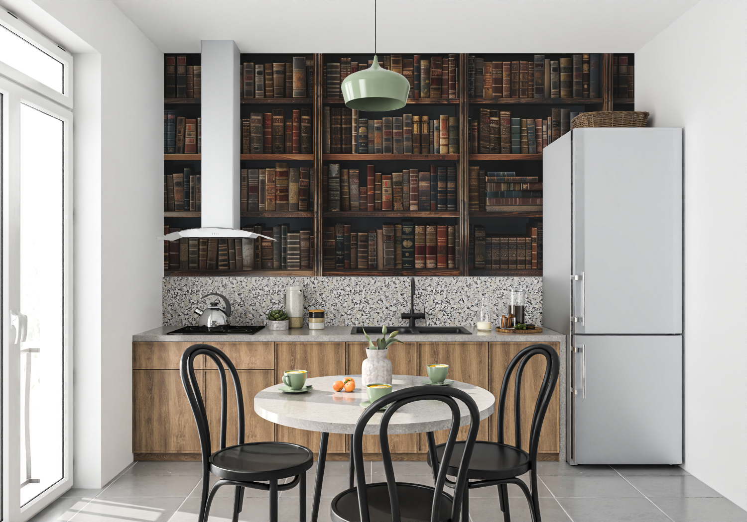 Mural Trompe l'oeil Library Wallpaper