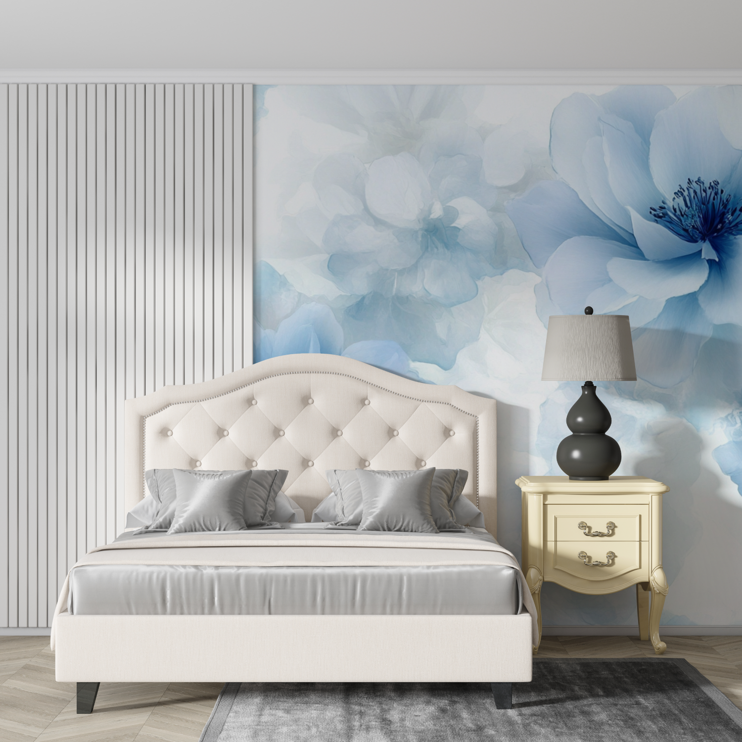 Delicate Blue Watercolor Flower Wallpaper | Murals Wallpaper