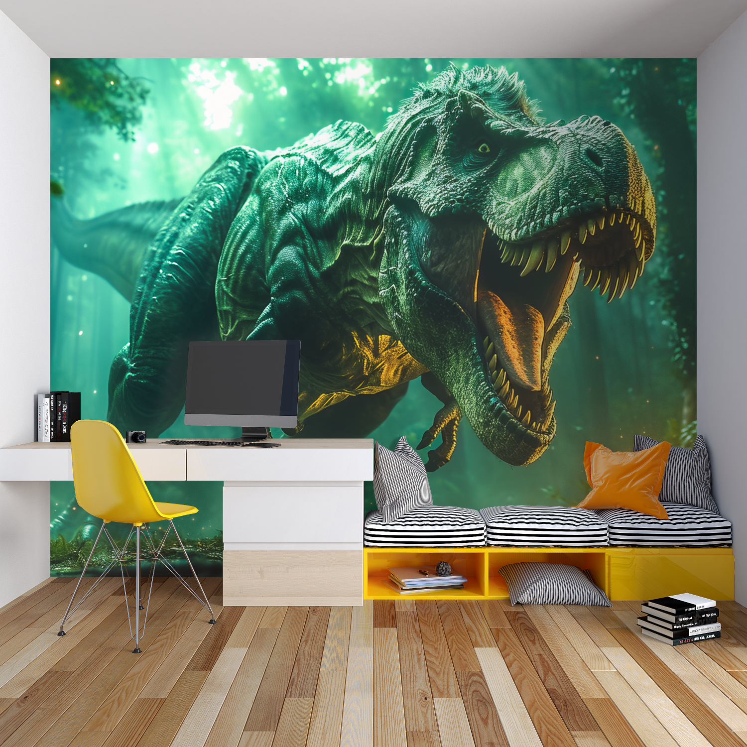 Green T-Rex Dinosaur Wallpaper | Murals Wallpaper