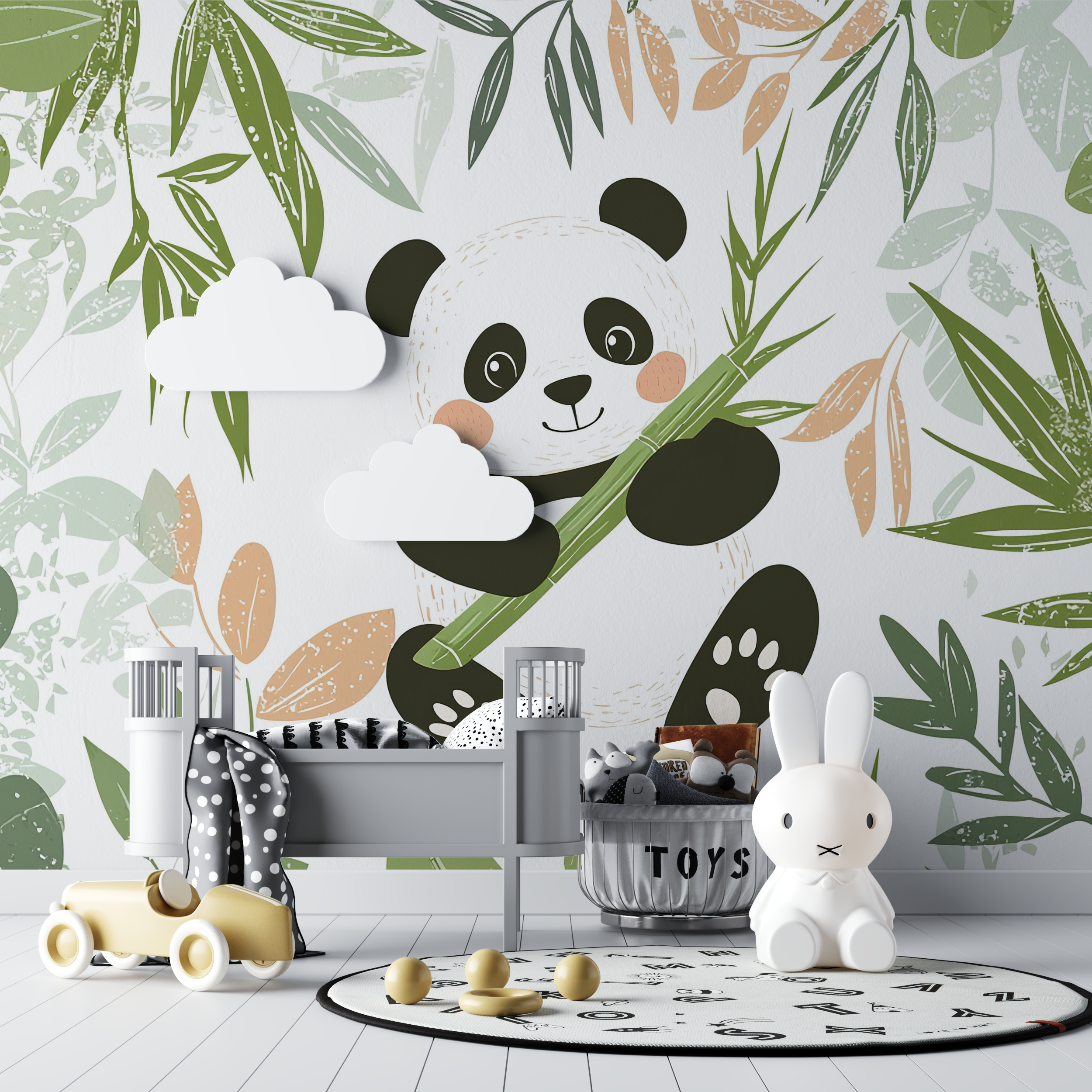 Grünes Panda-Baby-Wallpaper | Wandbild-Wallpaper