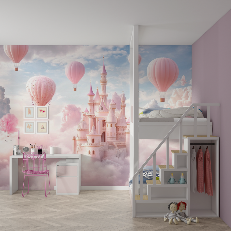 Princess Balloon and Castle Wallpaper | Murals Wallpaper