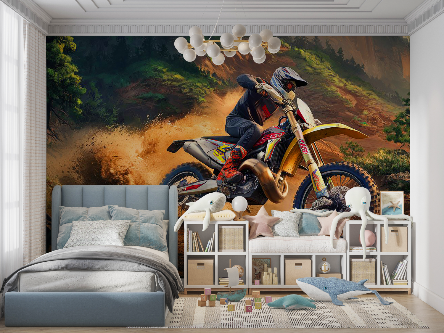 Tapete Garcon Moto Drift Panorama Garcon