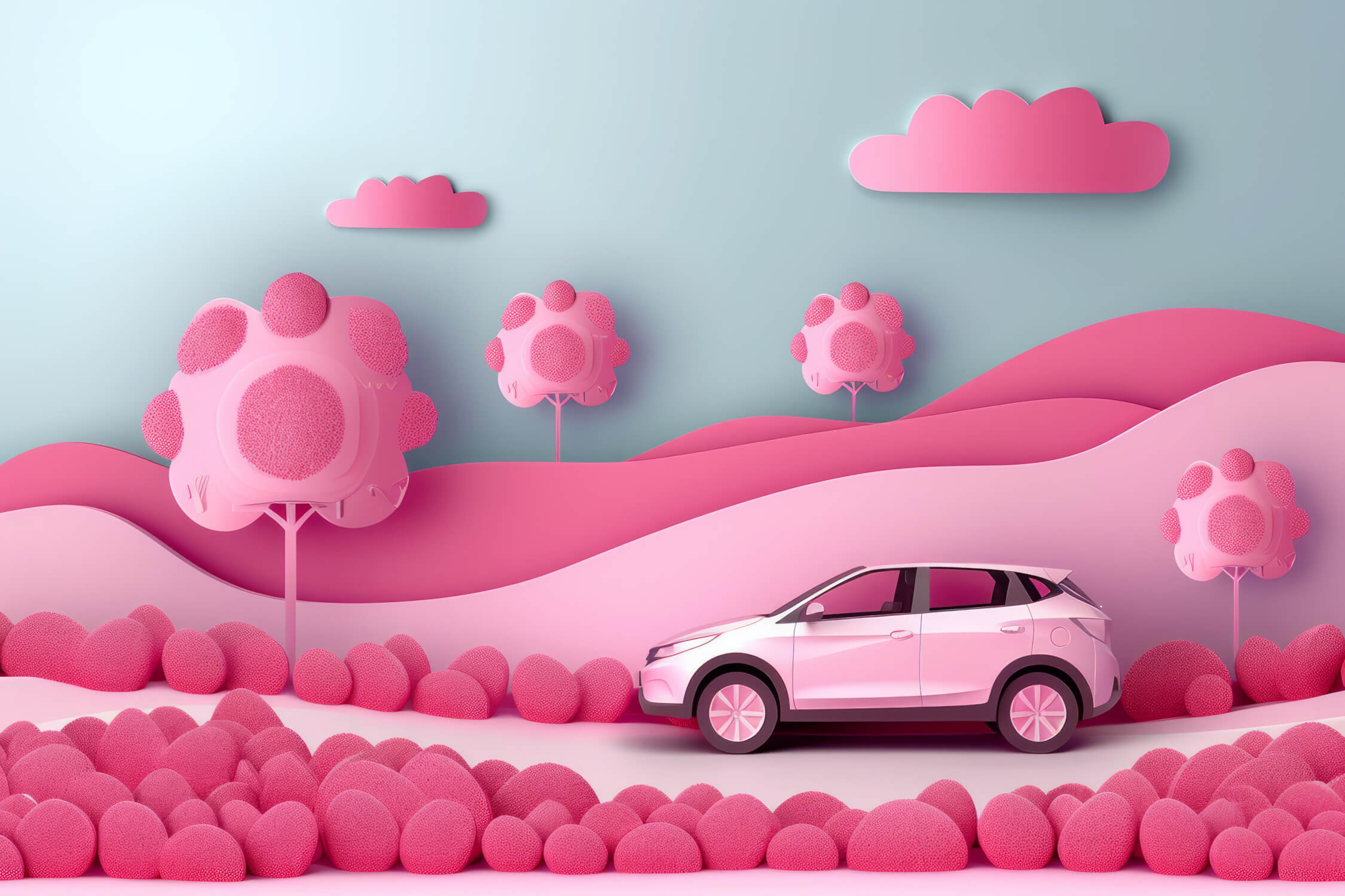 3D Wallpaper for Girls' Car Room | Murals Wallpaper