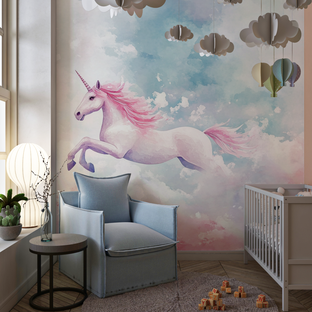 Unicorn Cloud Adventure Wallpaper for Kids' Room | Murals Wallpaper