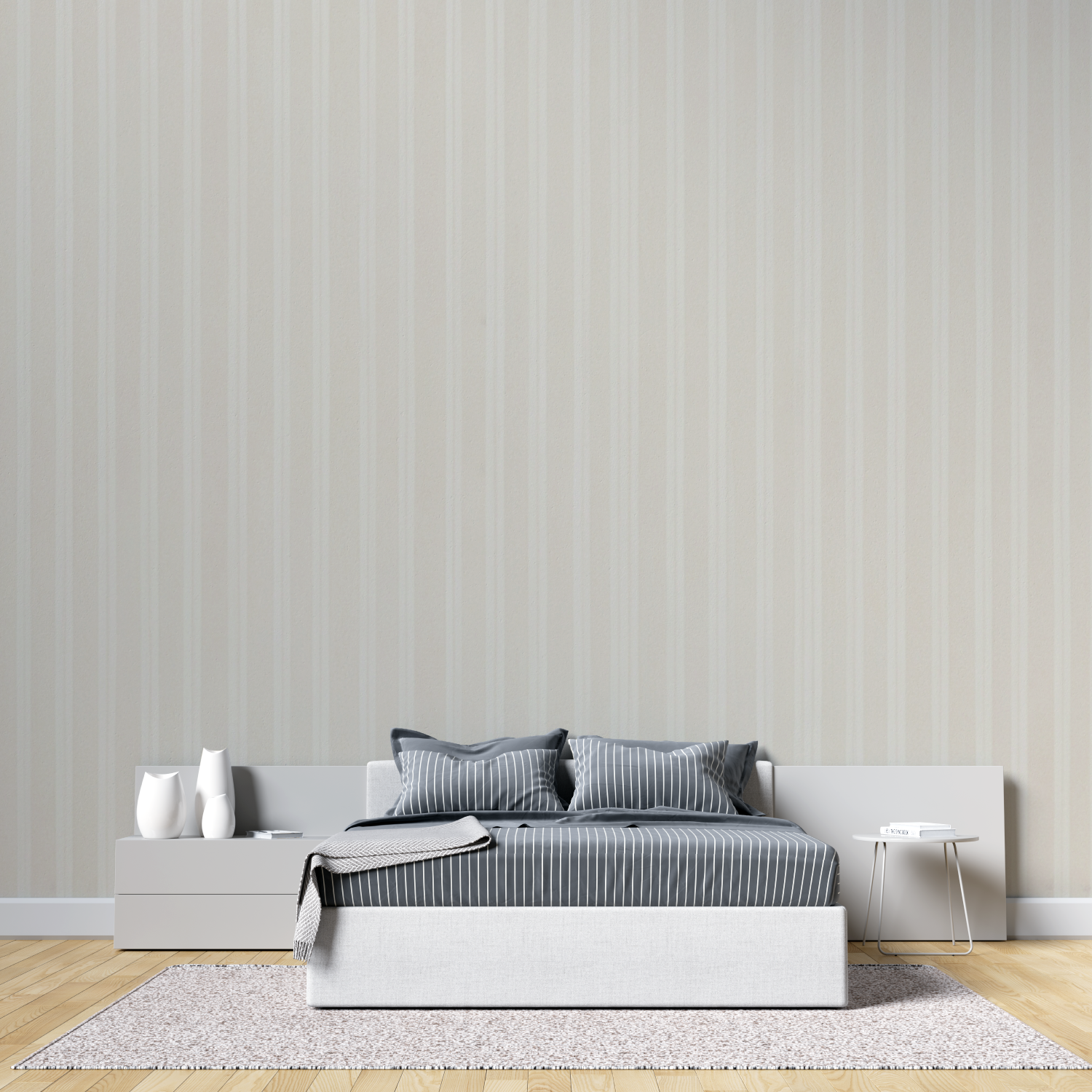 Subtle Beige Striped Cocooning Wallpaper | Murals Wallpaper