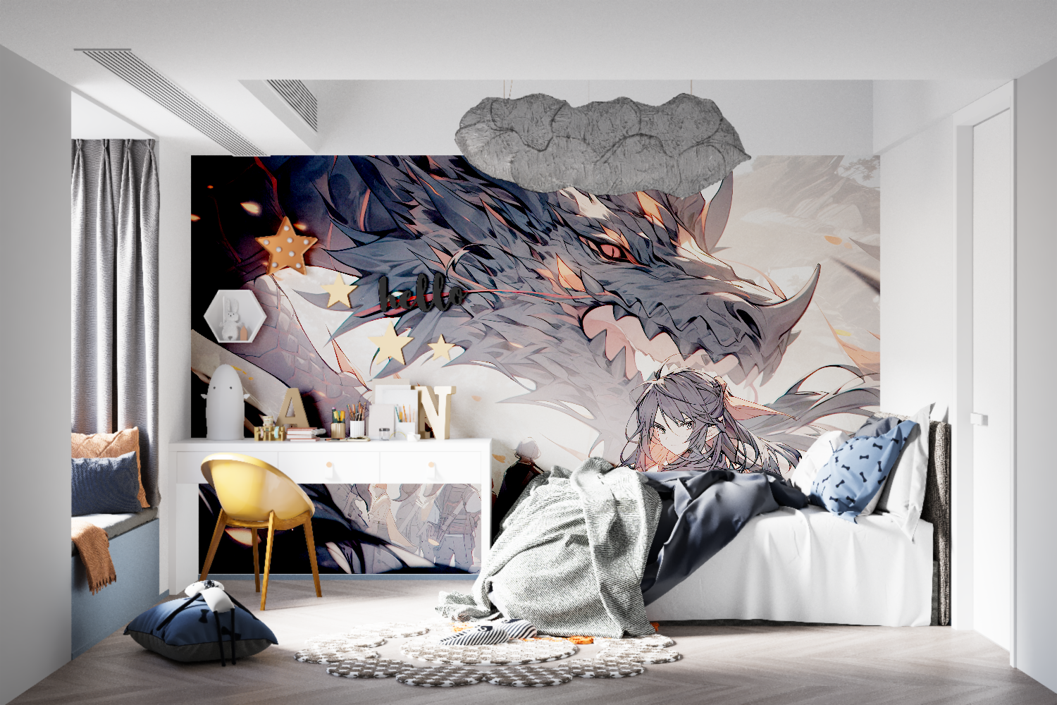 Anime Dragon Protector Wallpaper | Murals Wallpaper